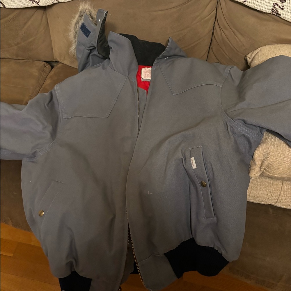 Carhartt JQ168 Size XL With Matching Hood New With Tags. Steel Blue Made in USA